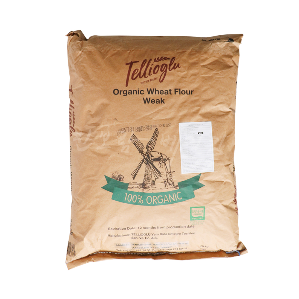 (발송지연) 텔리오글루 박력 유기농 밀가루 20kg /1등급터키산