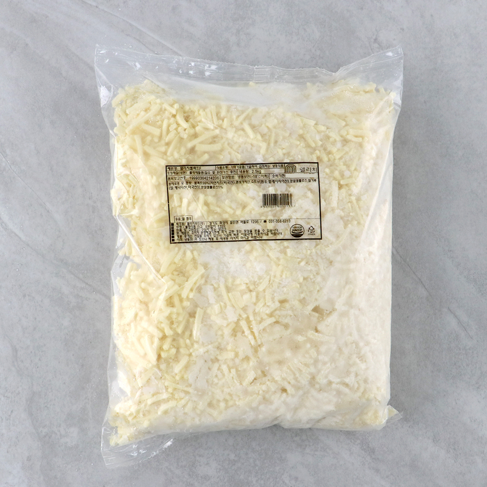 델리치 셀렉트F 가공 모짜렐라 슈레드 치즈 2.5kg 자연치즈 8% 냉동 피자치즈